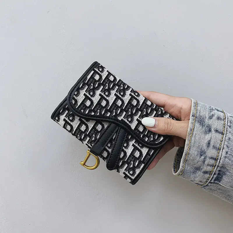 High-quality New Fashion Cloth Short Wallet Female Long Folding Women's Multi-card Bag Change Tide Trend