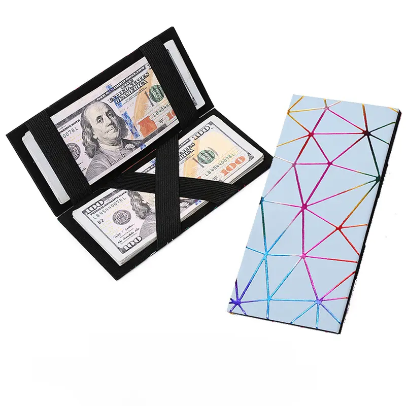 Creative New Long PU wallet Card Holder Rhombus Laser Indentation Wallet Magic Wallet Men's and Women's Coin Purse