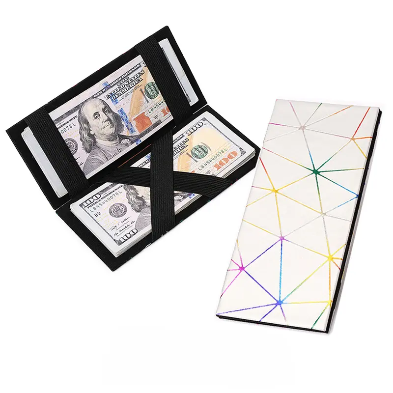 Creative New Long PU wallet Card Holder Rhombus Laser Indentation Wallet Magic Wallet Men's and Women's Coin Purse