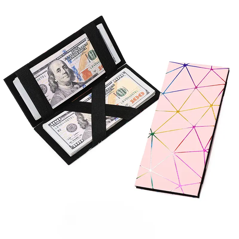 Creative New Long PU wallet Card Holder Rhombus Laser Indentation Wallet Magic Wallet Men's and Women's Coin Purse