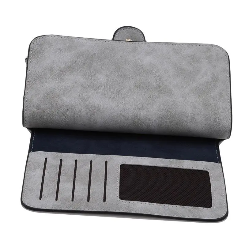 Women Wallet Frosted Leather Long Vintage Female Clutch Bag Credit Card Holder Ladies Zip Purse Phone Money Clip