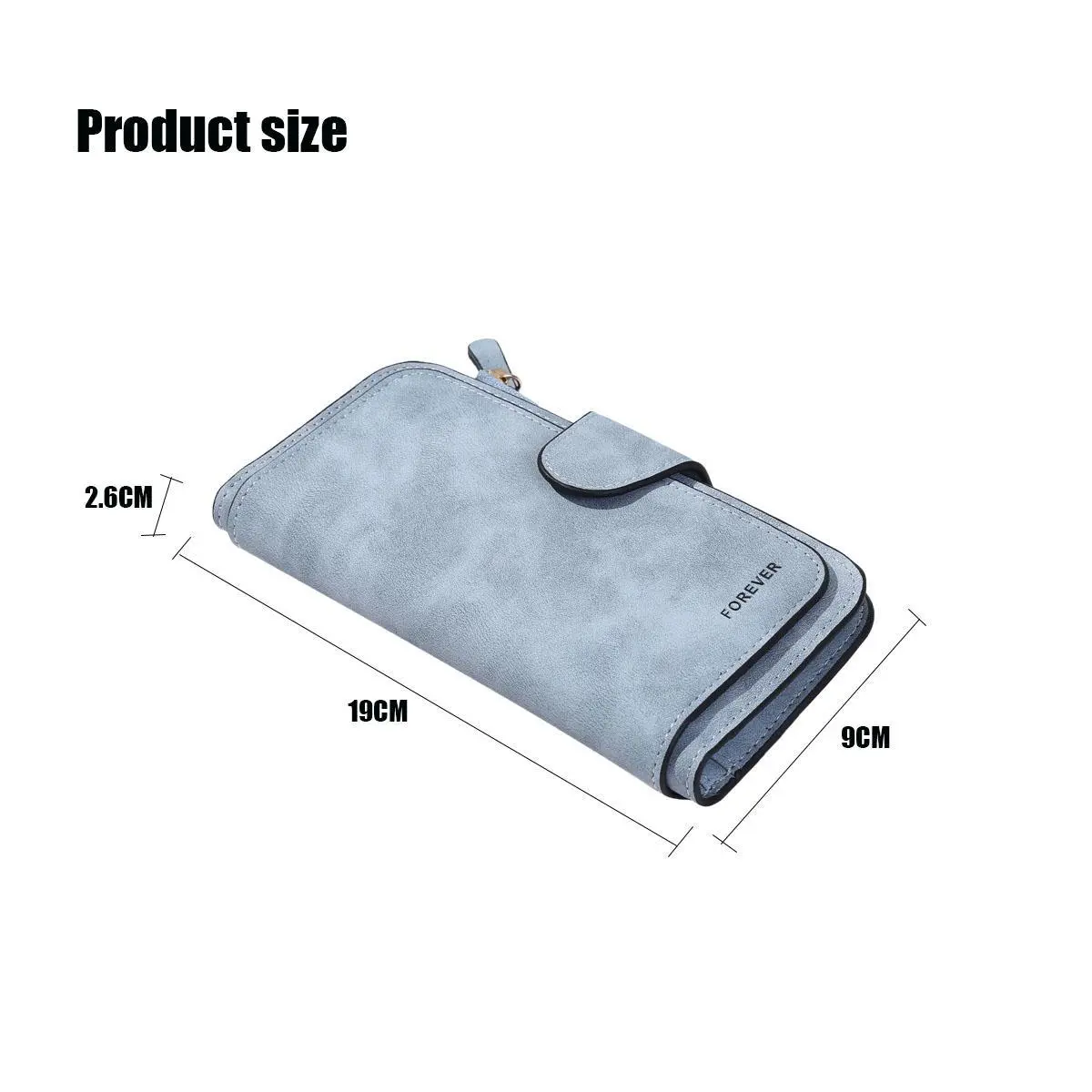 Women Wallet Frosted Leather Long Vintage Female Clutch Bag Credit Card Holder Ladies Zip Purse Phone Money Clip