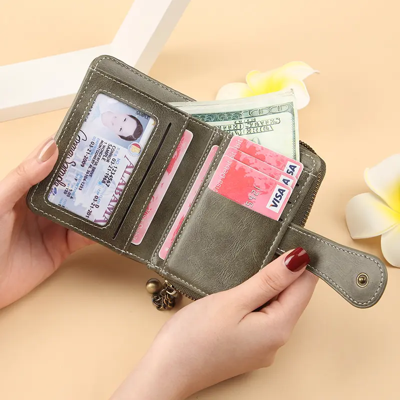 New women's purse Fashion fringe zipper short multi-card card bag Premium coin purse