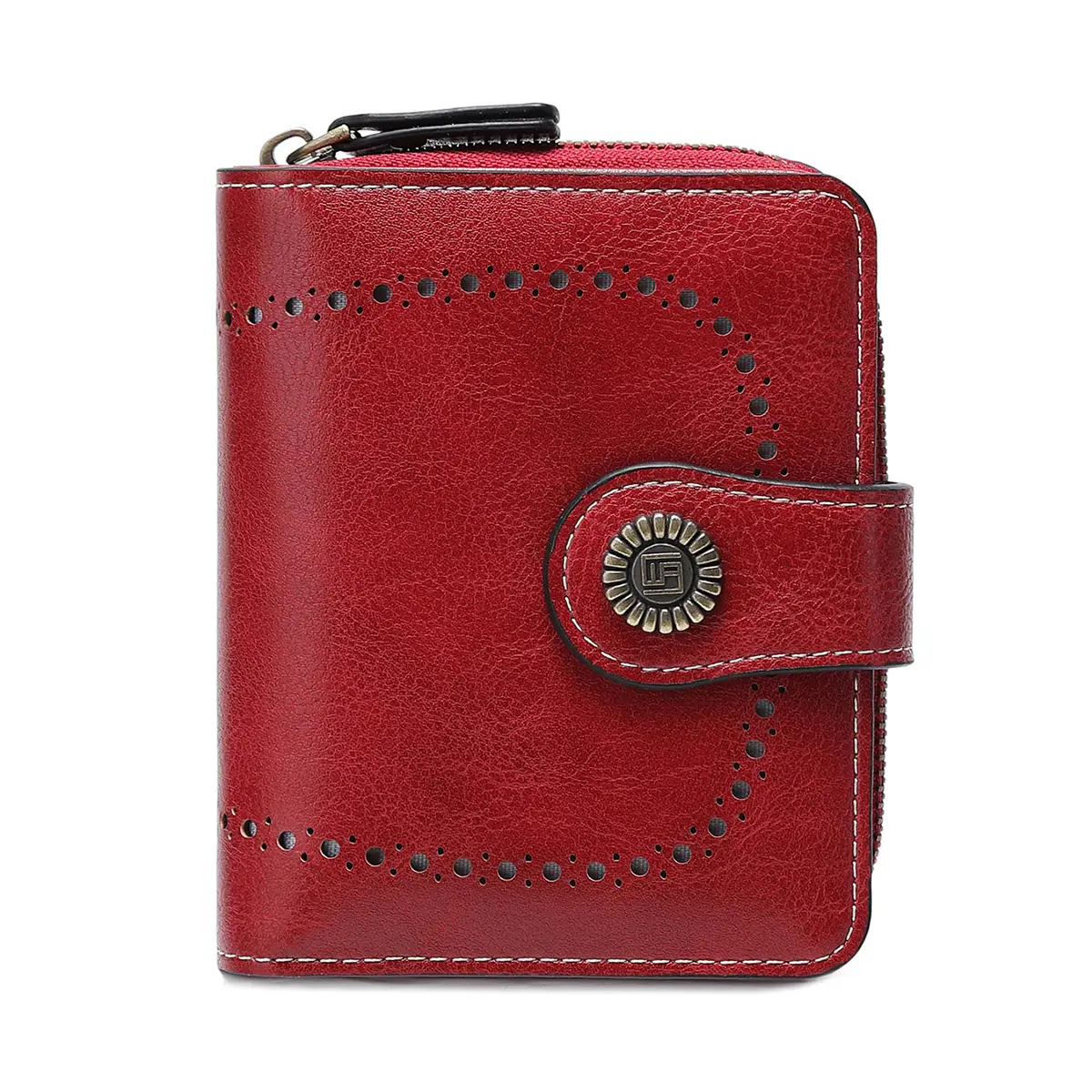 Retro Hollow-Out Short Purse for Women, Multi-Card Zipper Wallet, Europe and America Fashion, New