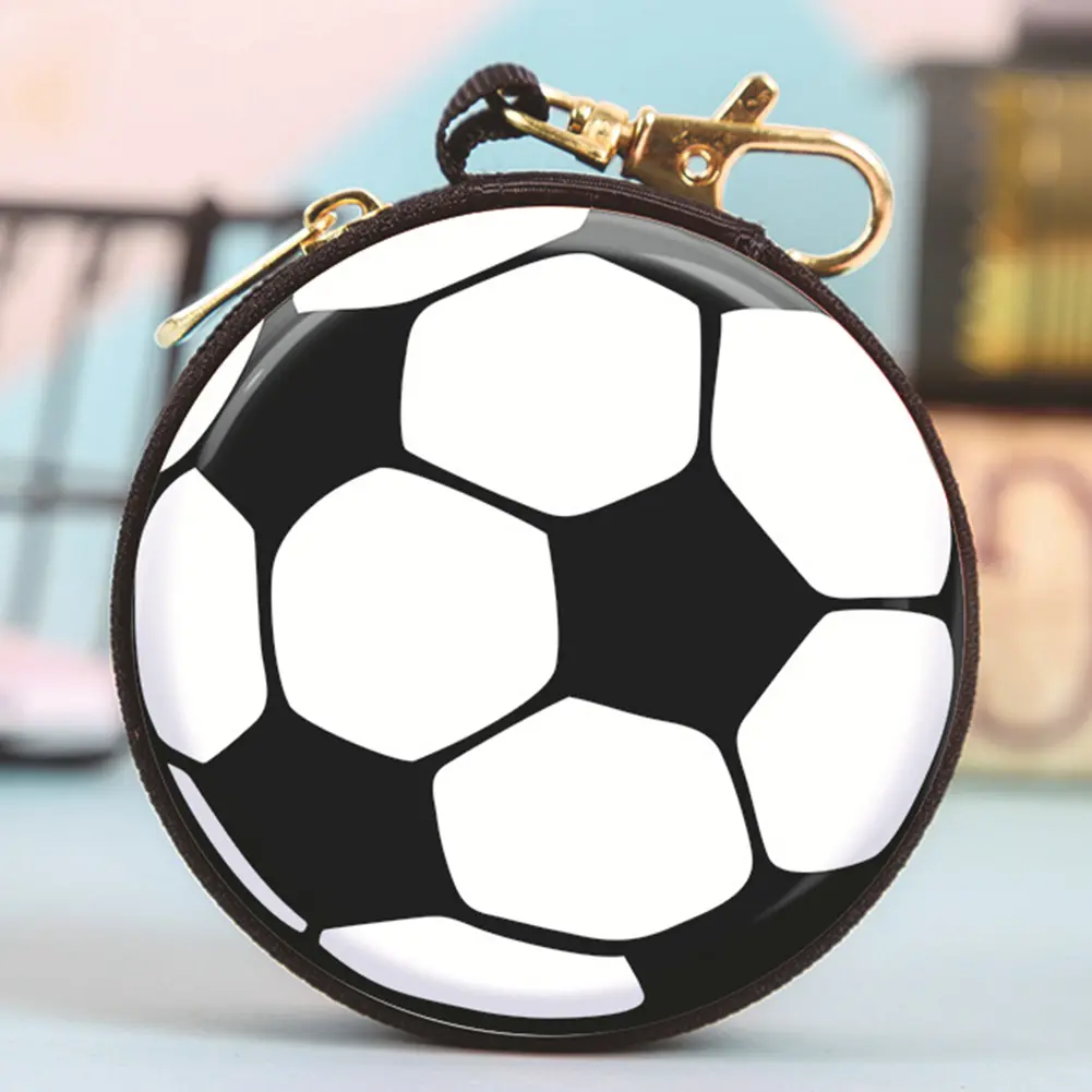 Ball Shaped Zipper Coin Purse Small Purse Cartoon Change Wallet Zip Coin Bag for Kids Boys Girls