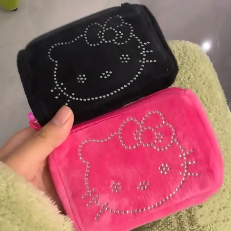 Cute Kt Wallet Kawaii Portable Coin Purse Cartoon Plush Mini Storage Black Key Bag Portable Storage Bag Children's Storage Bag