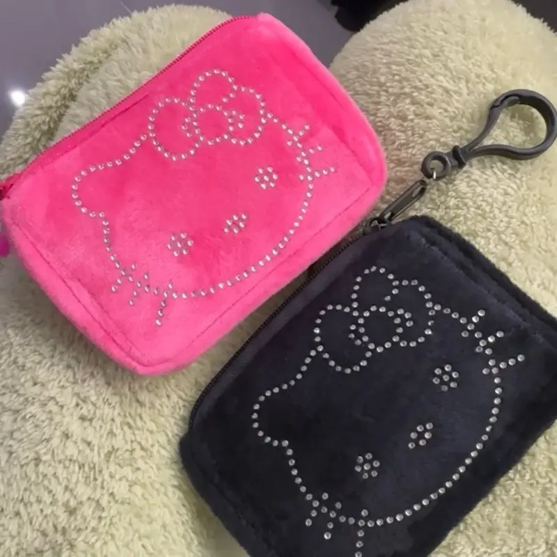 Cute Kt Wallet Kawaii Portable Coin Purse Cartoon Plush Mini Storage Black Key Bag Portable Storage Bag Children's Storage Bag