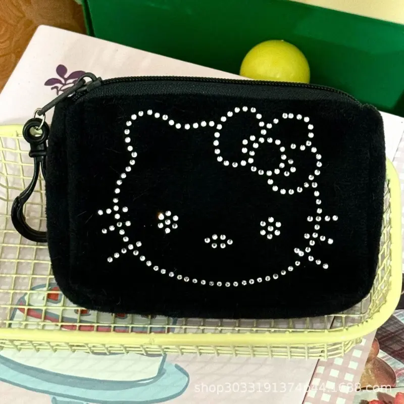 Cute Kt Wallet Kawaii Portable Coin Purse Cartoon Plush Mini Storage Black Key Bag Portable Storage Bag Children's Storage Bag