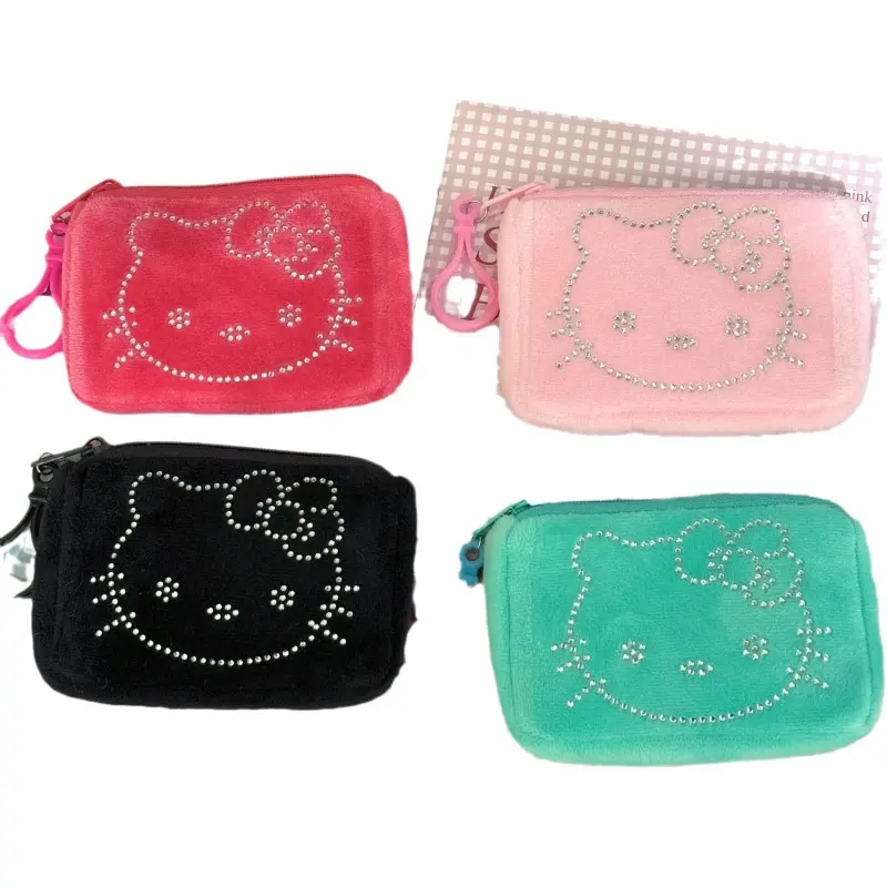 Cute Kt Wallet Kawaii Portable Coin Purse Cartoon Plush Mini Storage Black Key Bag Portable Storage Bag Children's Storage Bag