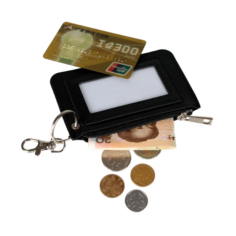 Women's PU Zip Id Case Wallet Men's Ultra-Slim Minimalist Front Pocket Purse Card Holder 4808