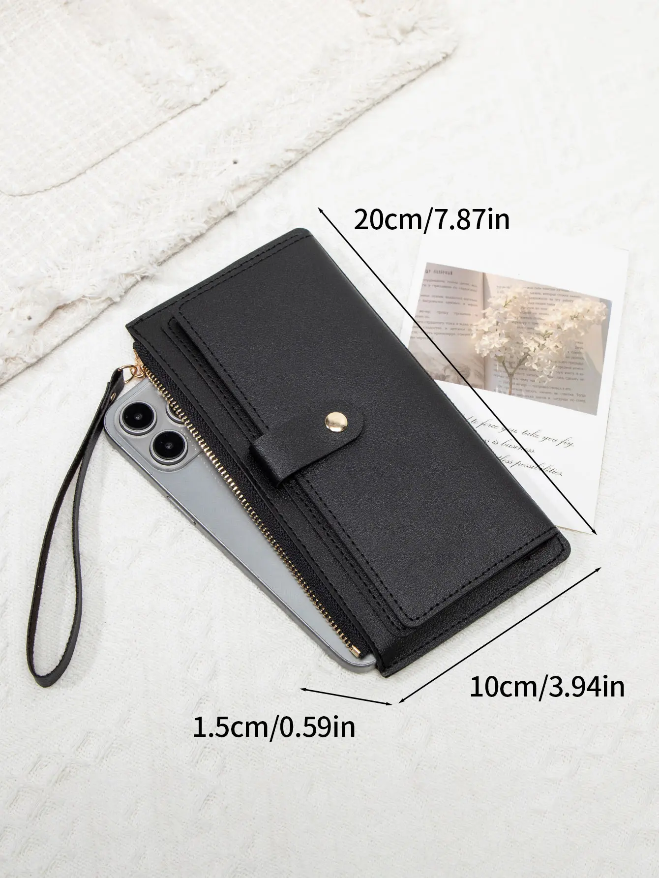 Simple and stylish women's long card bag ultra-thin mini PU leather solid color handbag women's credit card holder wallet