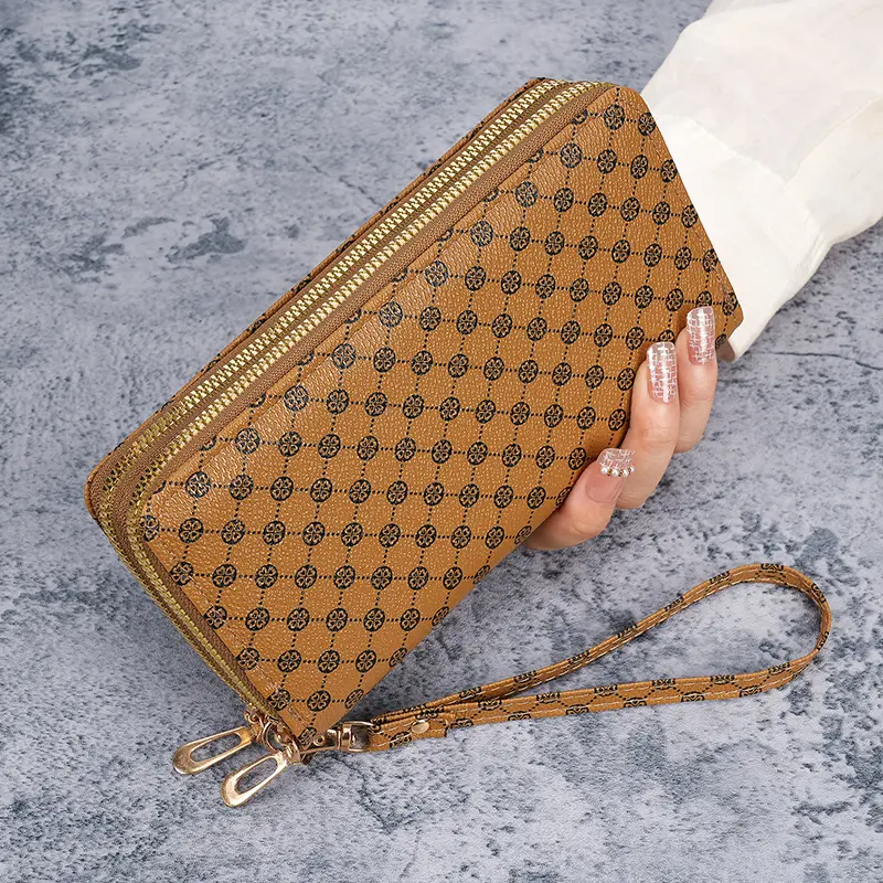 Bag women's new flower long purse clutch bag mobile phone bag coin purse multifunctional card bag zipper purse
