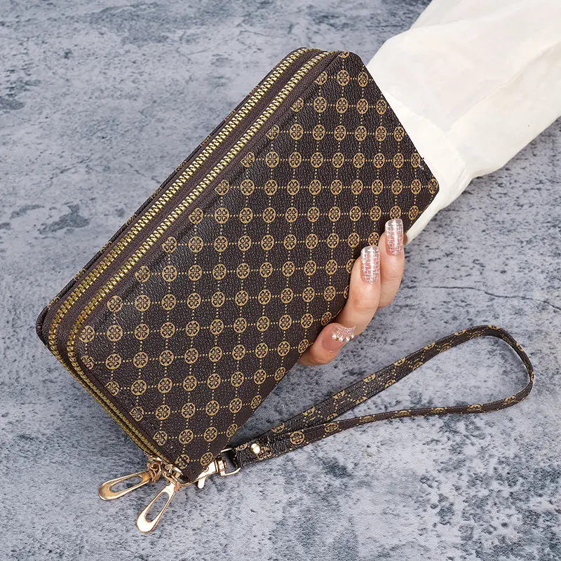 Bag women's new flower long purse clutch bag mobile phone bag coin purse multifunctional card bag zipper purse