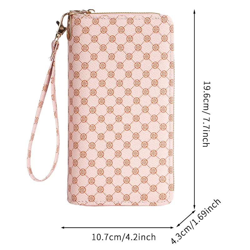 Bag women's new flower long purse clutch bag mobile phone bag coin purse multifunctional card bag zipper purse