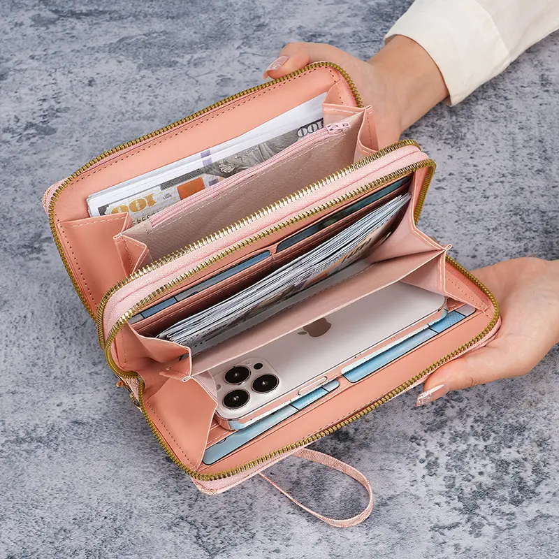Bag female 2024 new long wallet clutch bag mobile phone bag coin purse multifunctional card bag zipper wallet