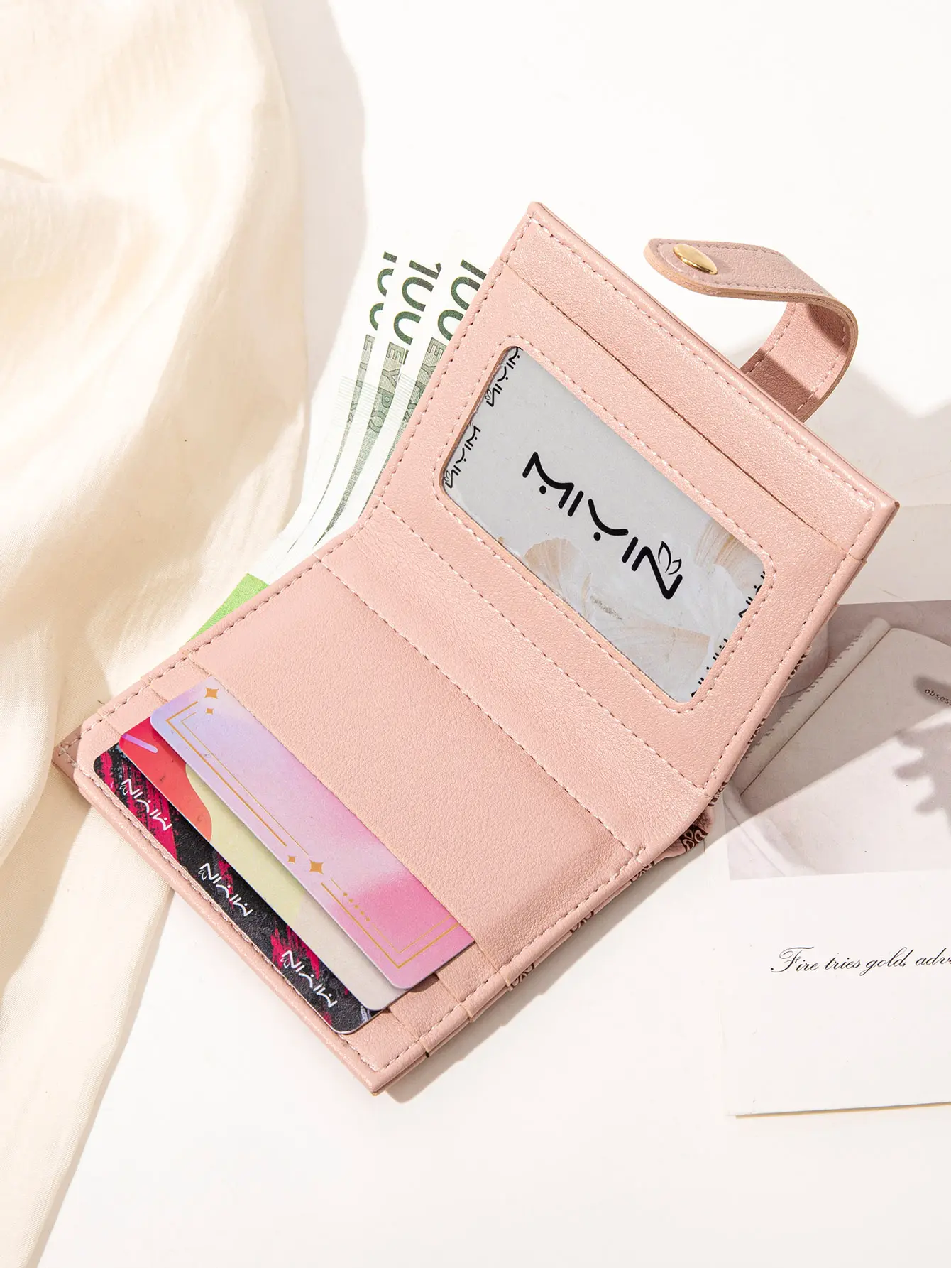 Luxury Classic Folding Wallet Small Lightweight Women's Wallet Retro Print Mini Card Holder Multi-function ID Card Coin Purse