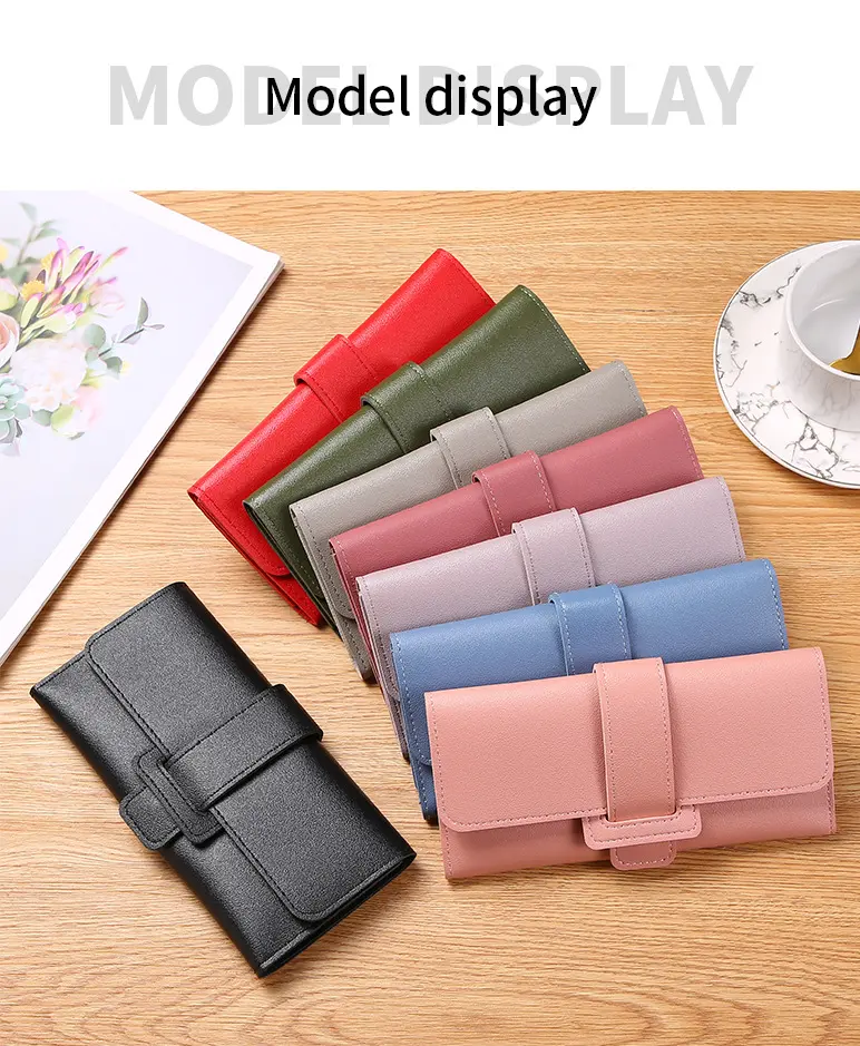 Elegant Women's Long Wallet Leather Trifold Clutch Wallet Credit Card Holder Ladies Cute Pink Wallet Purse with Zip Coin Pocket