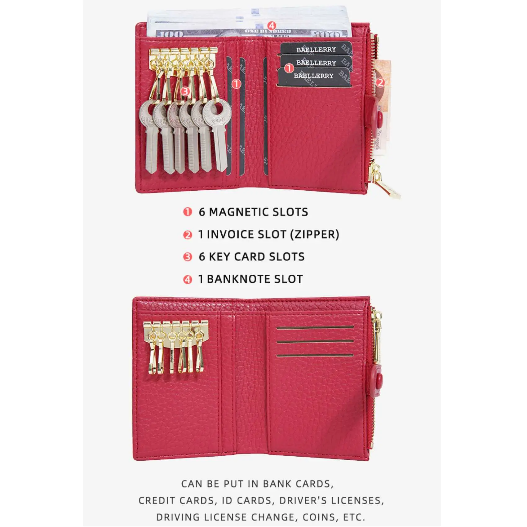 Multifunctional Zipper Buckle Coin Purse Simple Key Case PU Leather Women's Short Wallet Multi-Slot Card Holder Gift For Ladies