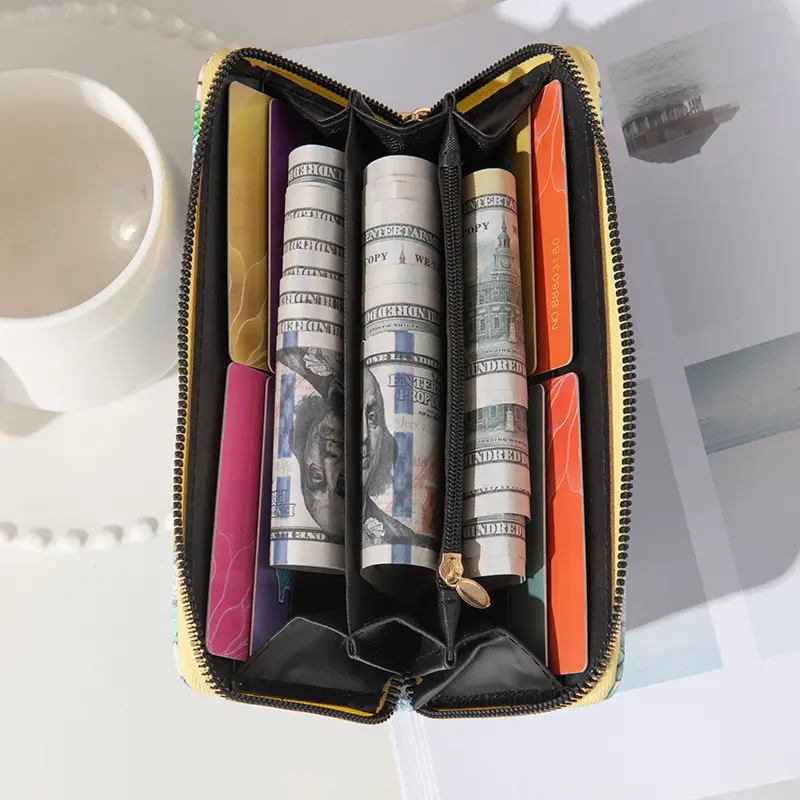 Retro Wallet With Simple And Multifunctional Ethnic Style Printing Multiple Card Slots Pu Large Capacity Banknote Holder