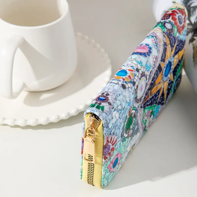 Retro Wallet With Simple And Multifunctional Ethnic Style Printing Multiple Card Slots Pu Large Capacity Banknote Holder