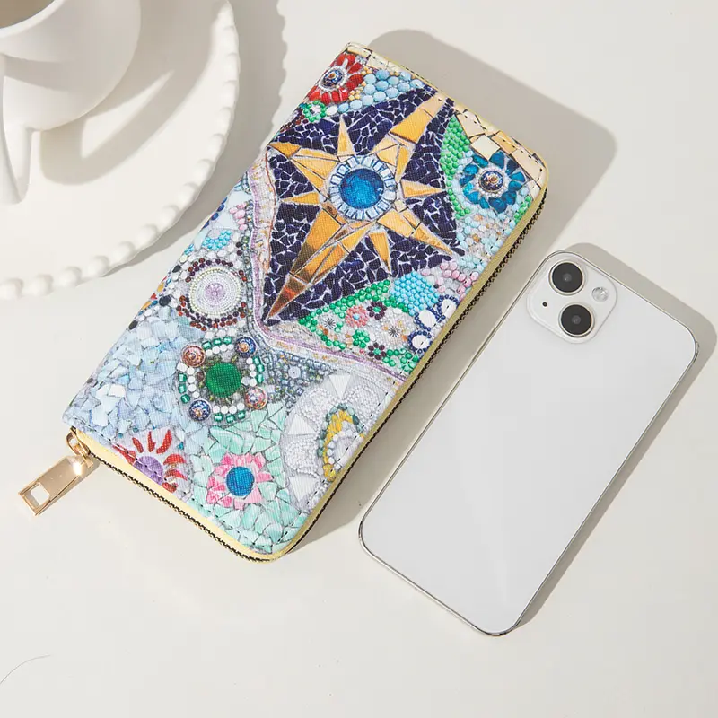 Retro Wallet With Simple And Multifunctional Ethnic Style Printing Multiple Card Slots Pu Large Capacity Banknote Holder