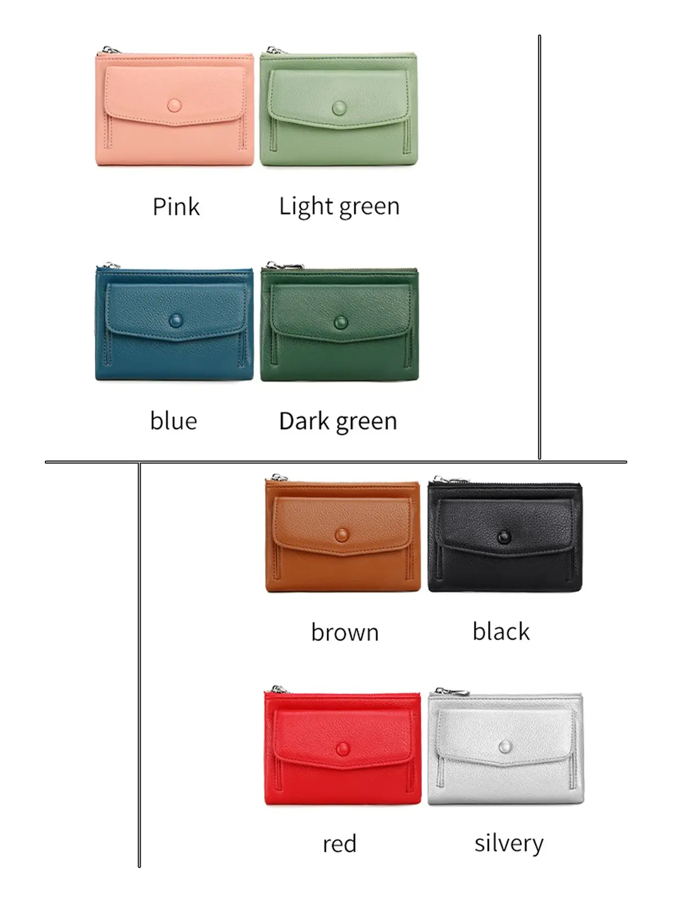 MIYIN Fashion PU Leather Short Wallet with Chain and ID Window Multi Card Slot Coin Bag Portable Buckle Multifunctional Wallet