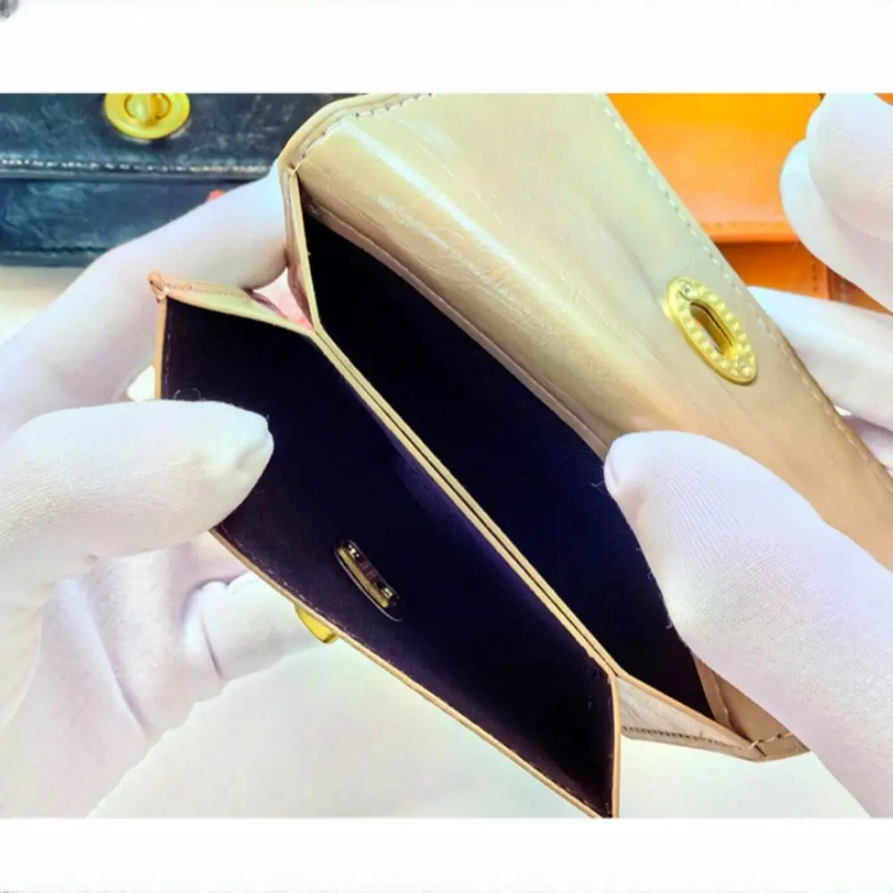 New Korean version card bag ins women's simple solid color retro lock multi-layer card bag women's card bag