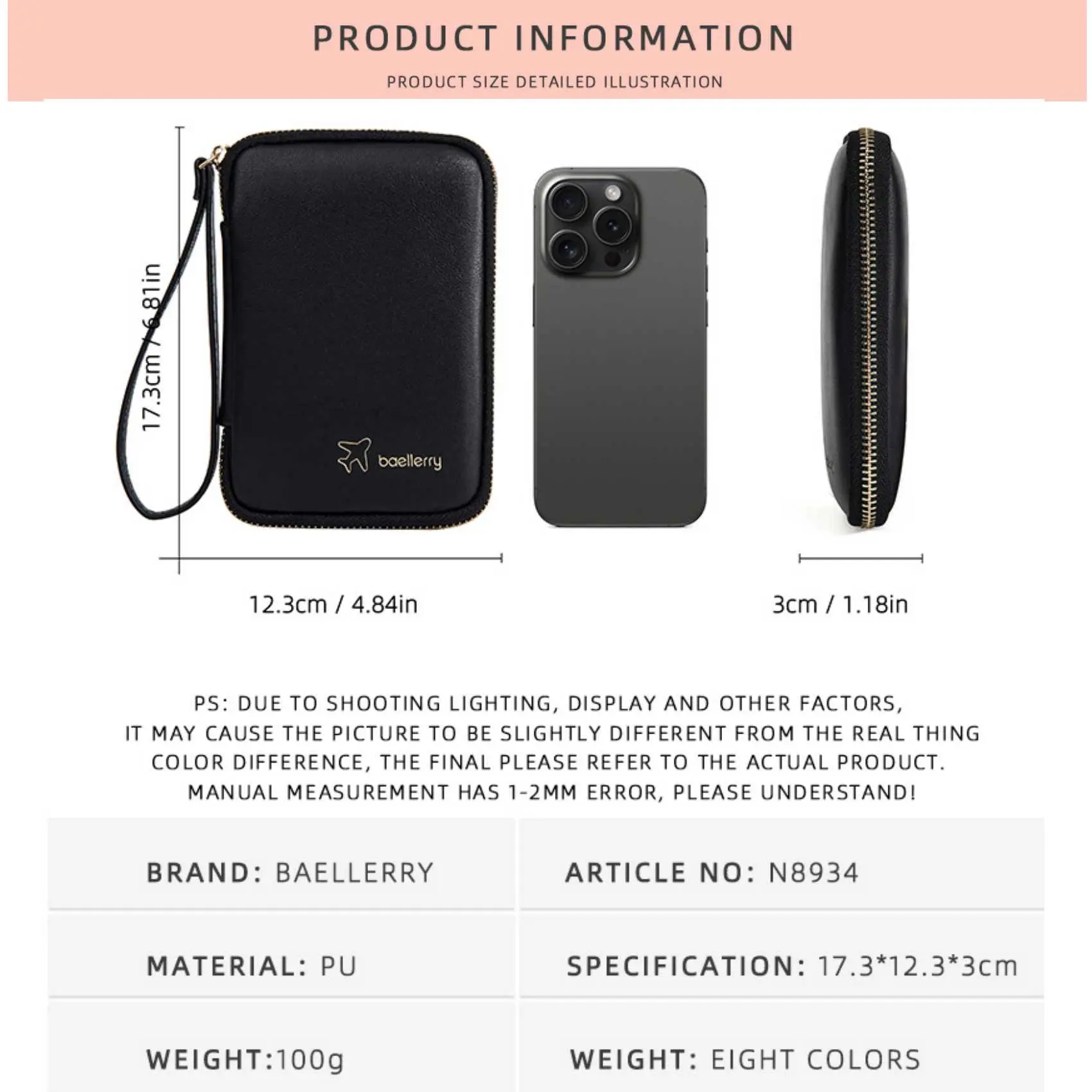 Fashion Simple Multi-Functional Zipper Coin Purse New Neutral Unisex Passport Bag Small Mobile Phone Wallet