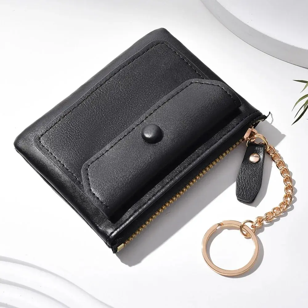 1PC New Fashion Women's Pu Leather Mini Short Wallet Zipper Coin Wallet Credit Card Keychain Wallet