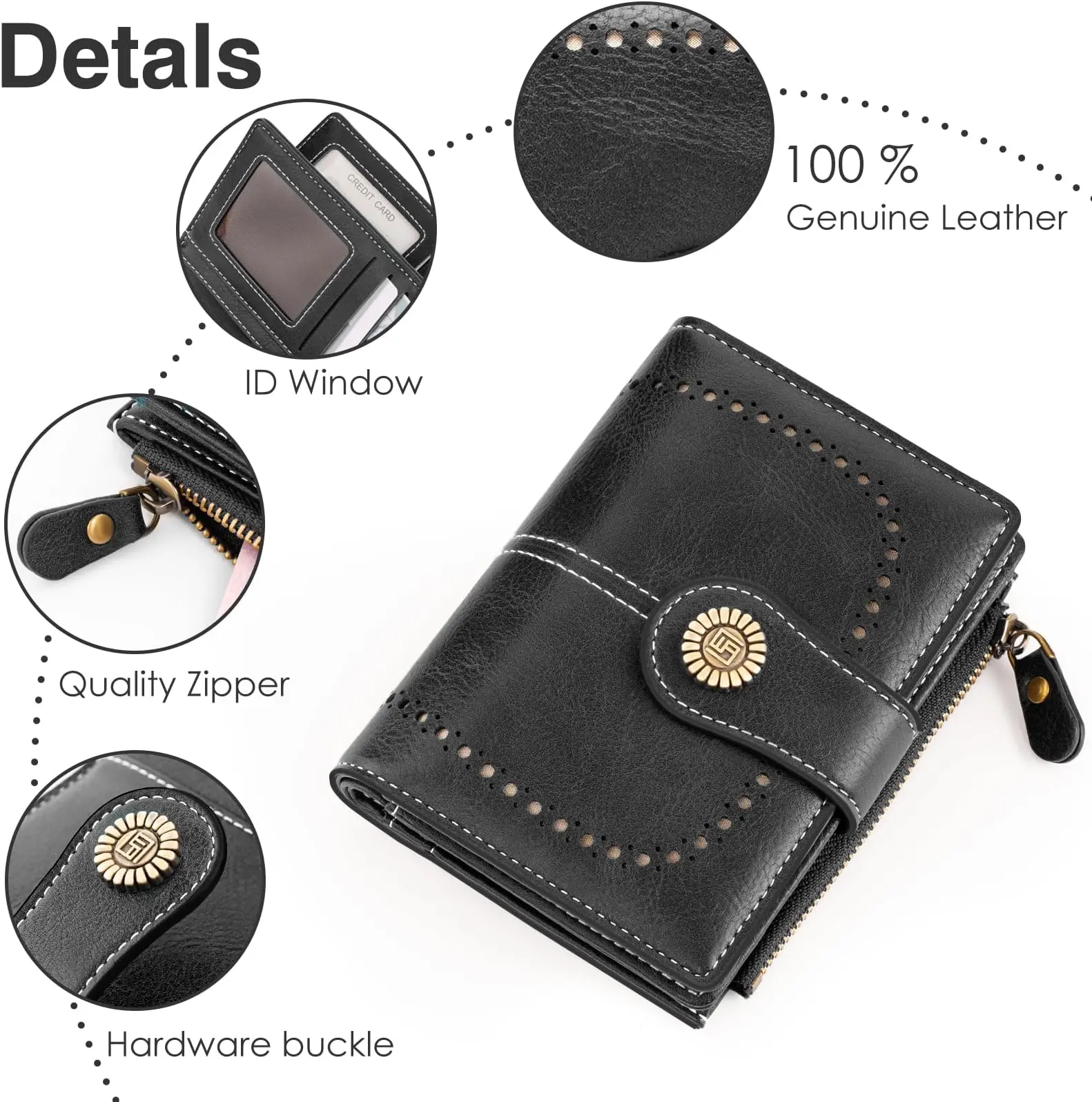 Fashionable women's retro short wallet PFID multifunctional large capacity handbag PU leather multi card slot coin wallet
