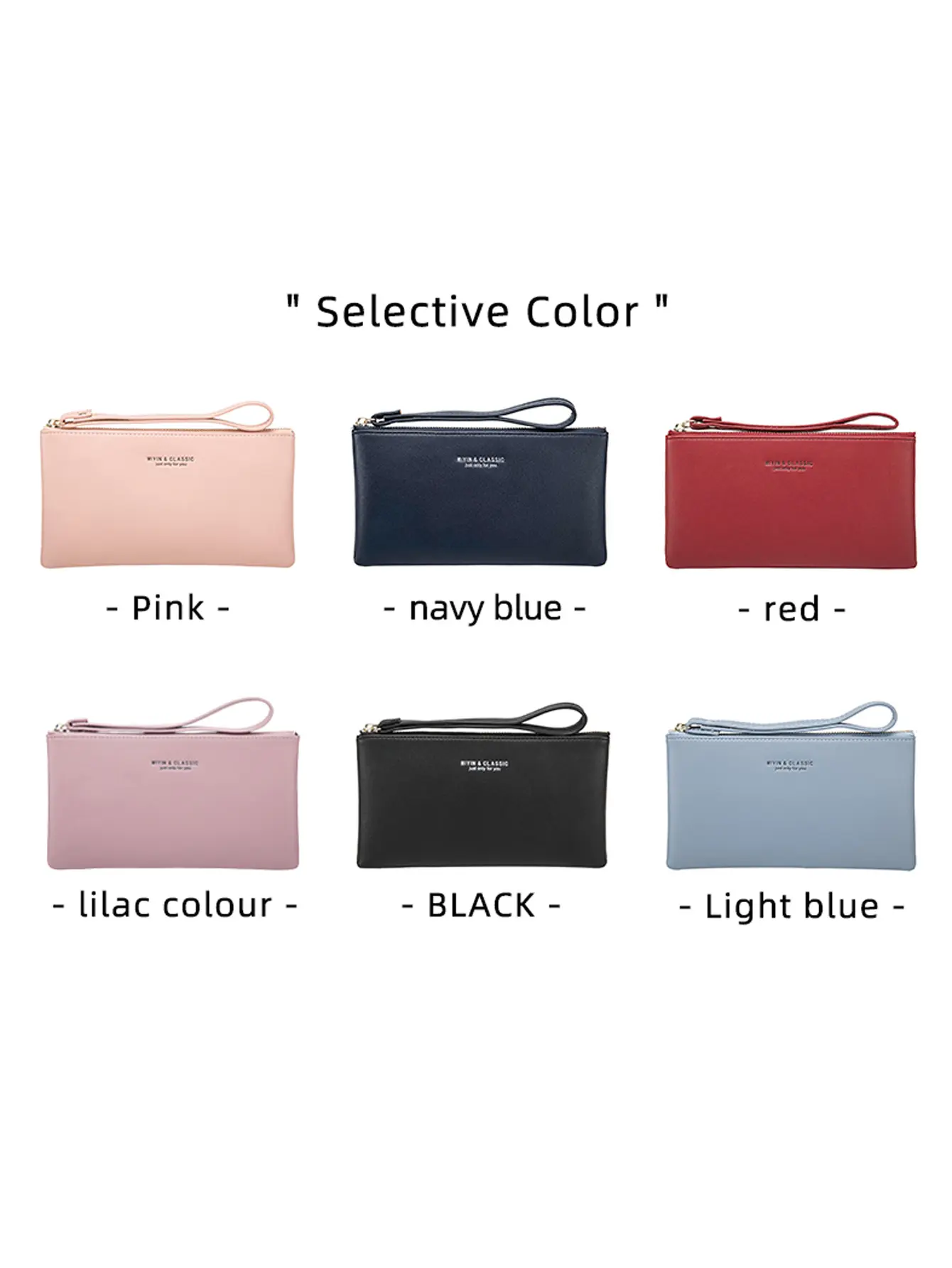 New minimalist zipper coin wallet high-quality PU leather credit card phone storage bag ultra-thin women's long wallet handbag