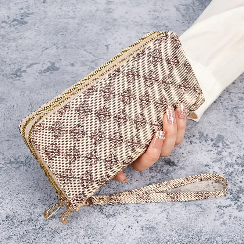 Wallet female long large-capacity coin purse double zipper women's clutch bag multifunctional mobile phone bag coin purse bag fe