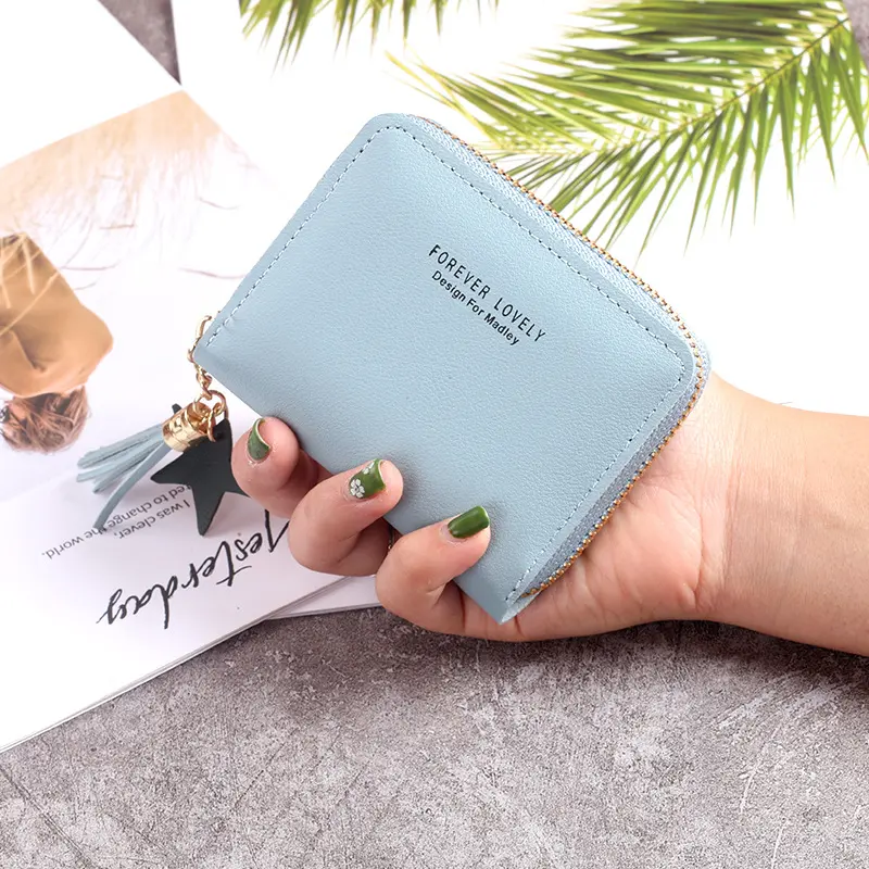 2024 Korean version of mini wallet ladies short zipper cute coin purse students short Su Liu female wallet