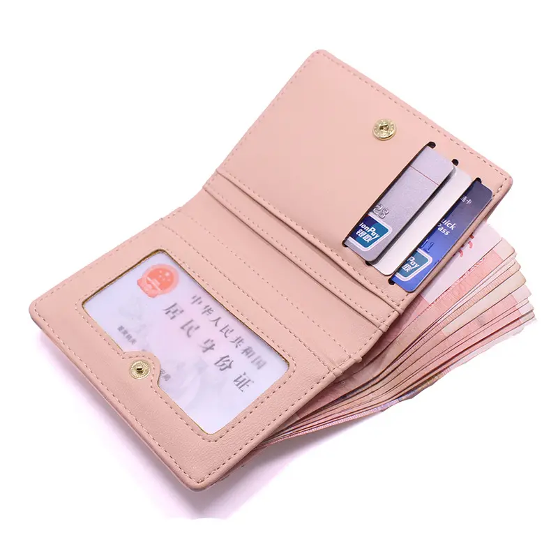 Women's simple letter bifold short wallet, thin solid color versatile credit card holder, casual and fashionable clutch