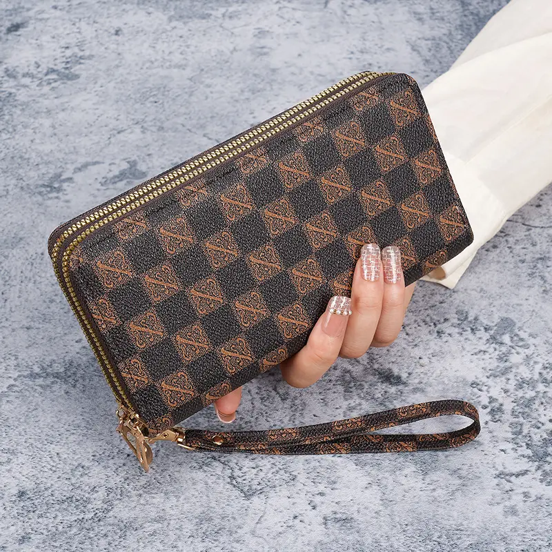 Wallet female long large-capacity coin purse double zipper women's clutch bag multifunctional mobile phone bag coin purse bag fe