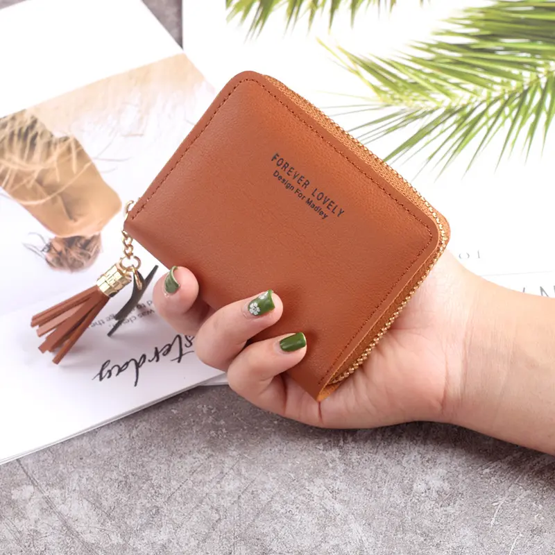 2024 Korean version of mini wallet ladies short zipper cute coin purse students short Su Liu female wallet