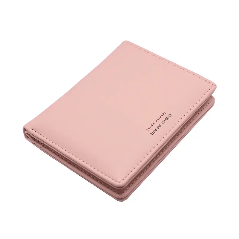 Women's simple letter bifold short wallet, thin solid color versatile credit card holder, casual and fashionable clutch