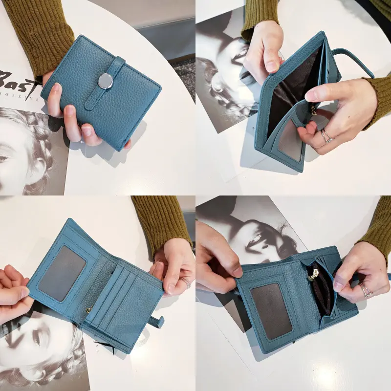 100% Cow Genuine Leather Womens Wallets and Fashion Small money bag luxury wallet design coin Purses Simple wallet card holder