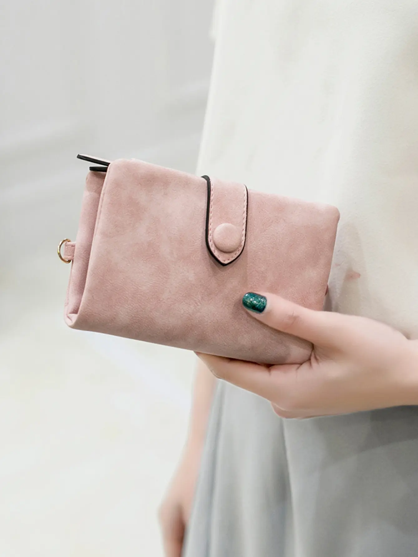 Women's short frosted wallet Korean version student small fresh cute Tri-fold  multi cardslot zero wallet multifunctional wallet