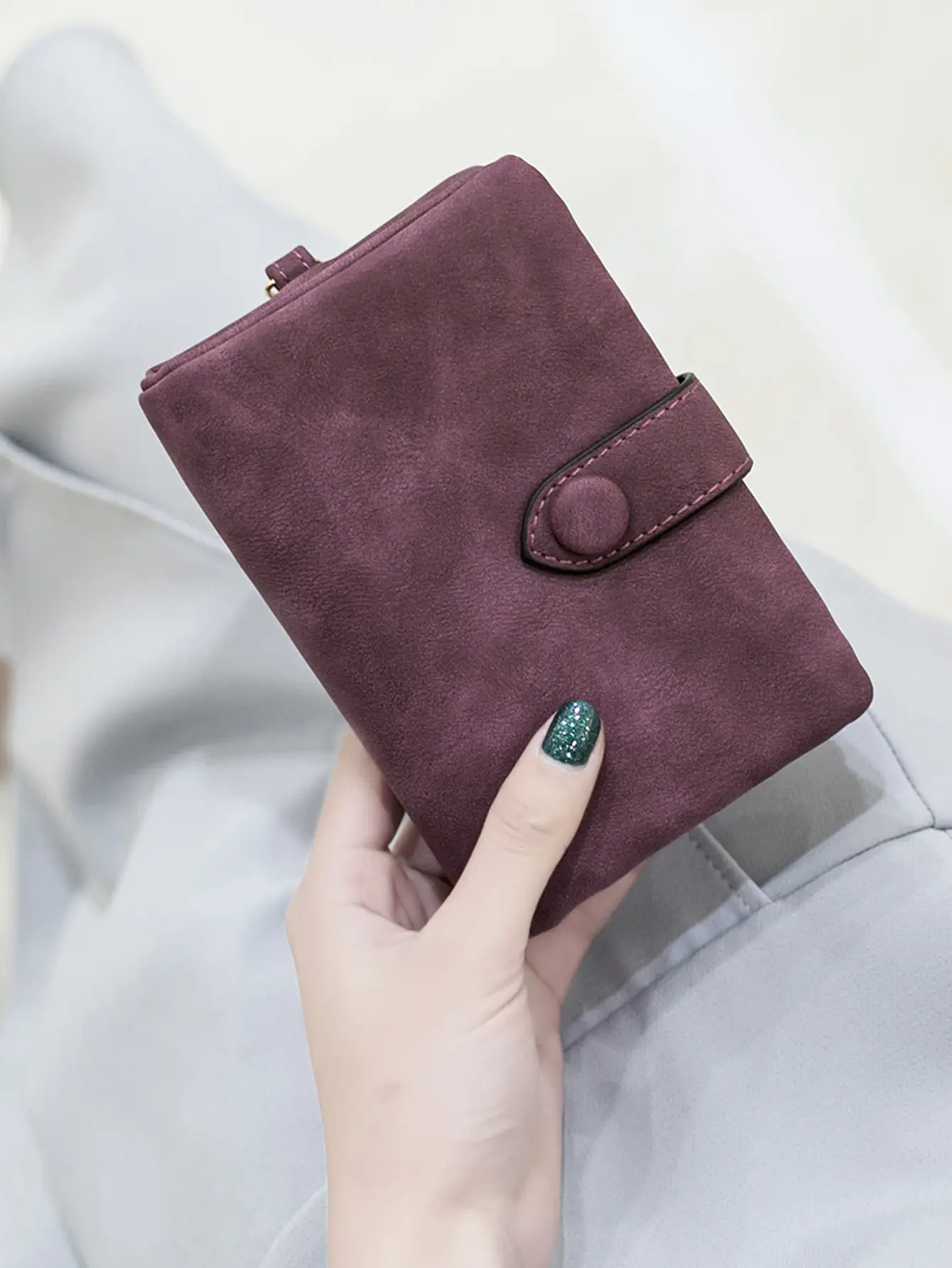 Women's short frosted wallet Korean version student small fresh cute Tri-fold  multi cardslot zero wallet multifunctional wallet