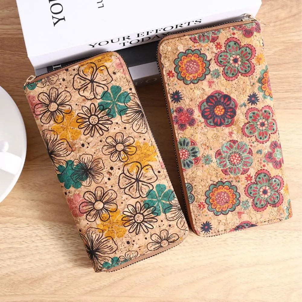 Bohemian Style Women's Wallet Retro Advanced Wallet with Wood Grain Portable Geometry Multiple Card Slots Card Holder Coin Purse