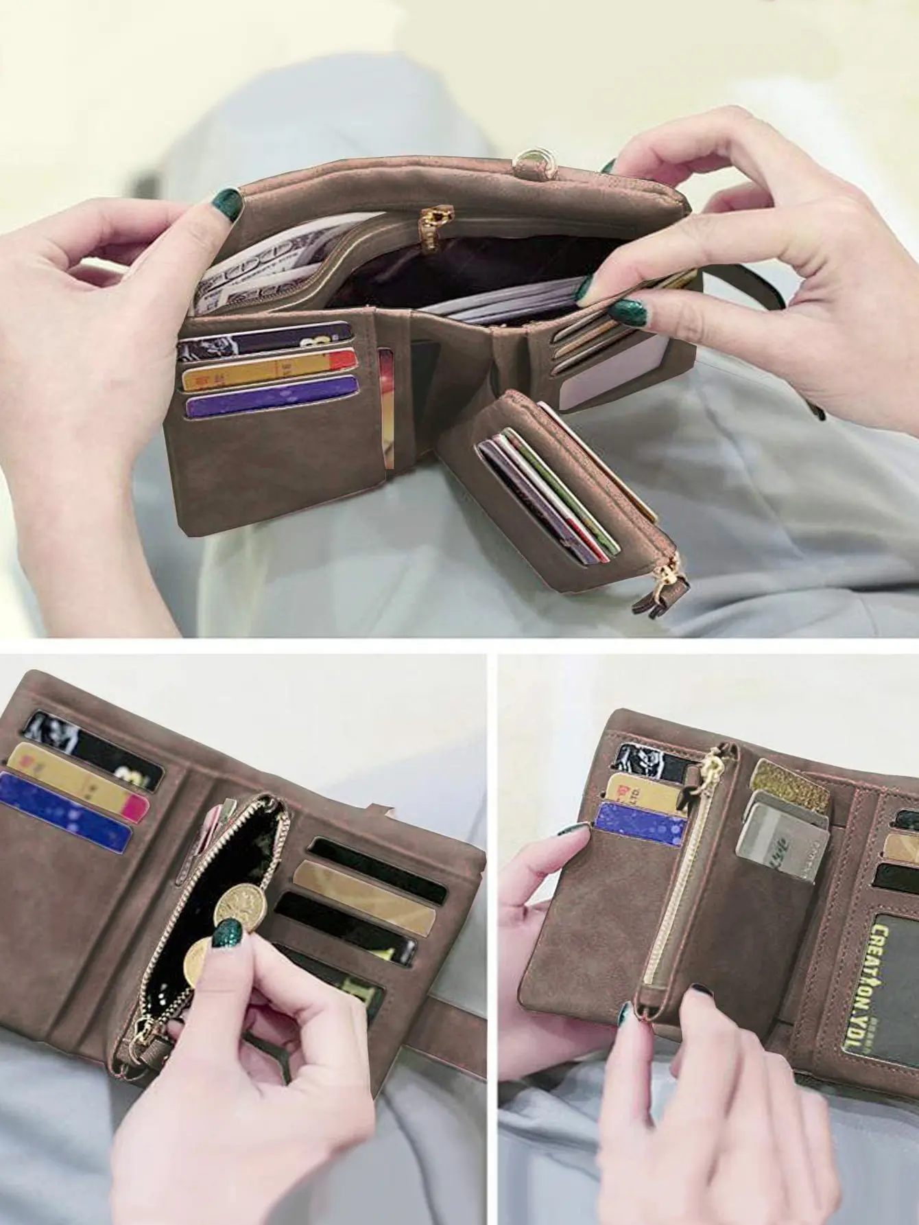 Women's short frosted wallet Korean version student small fresh cute Tri-fold  multi cardslot zero wallet multifunctional wallet