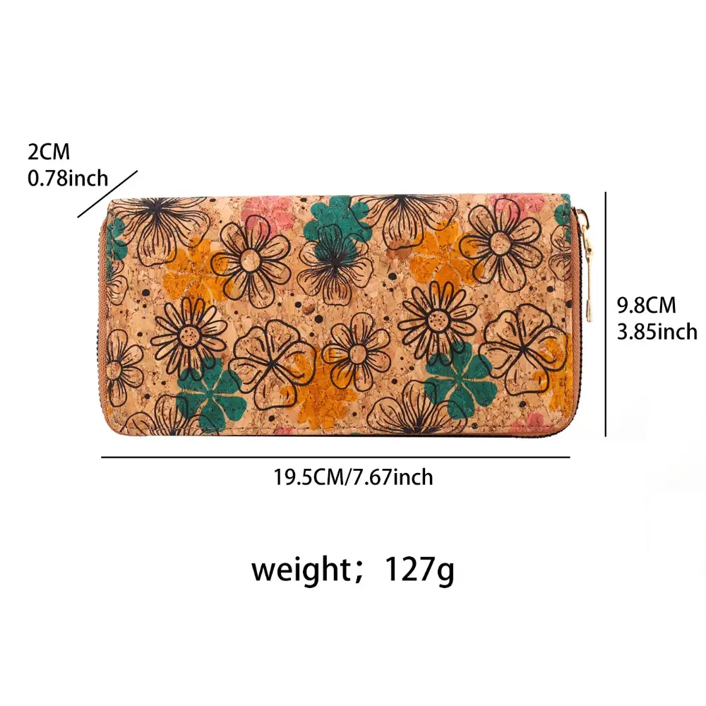 Bohemian Style Women's Wallet Retro Advanced Wallet with Wood Grain Portable Geometry Multiple Card Slots Card Holder Coin Purse