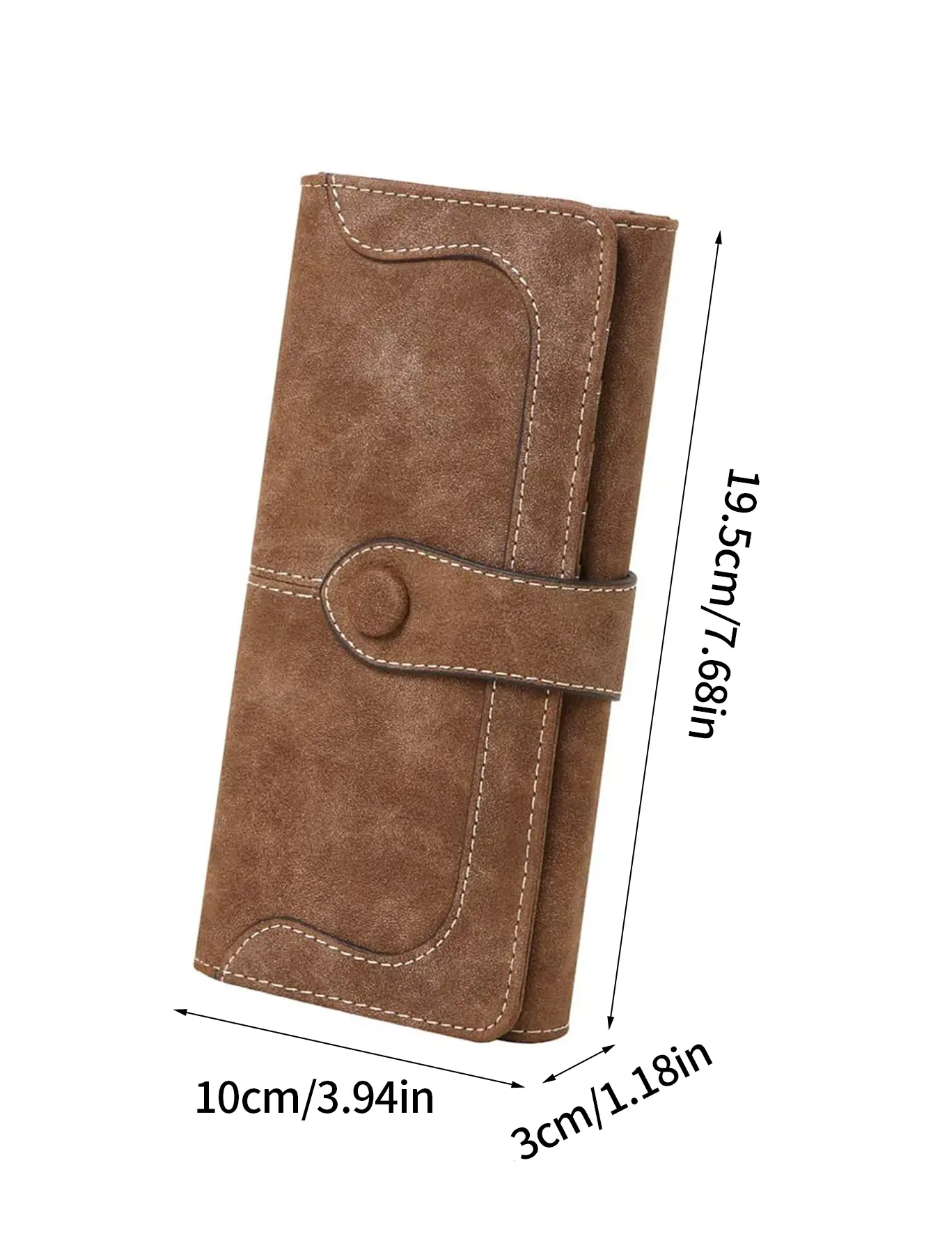 Retro frosted PU leather womens long wallet fashionable double fold zipper buckle wallet large capacity multi card slot handbag