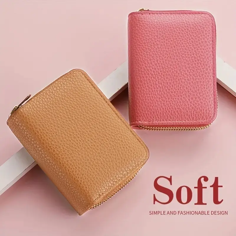 Women's Double Zipper Wallet Fashion Short Credit Card Holder with Large Capacity Coin Purse