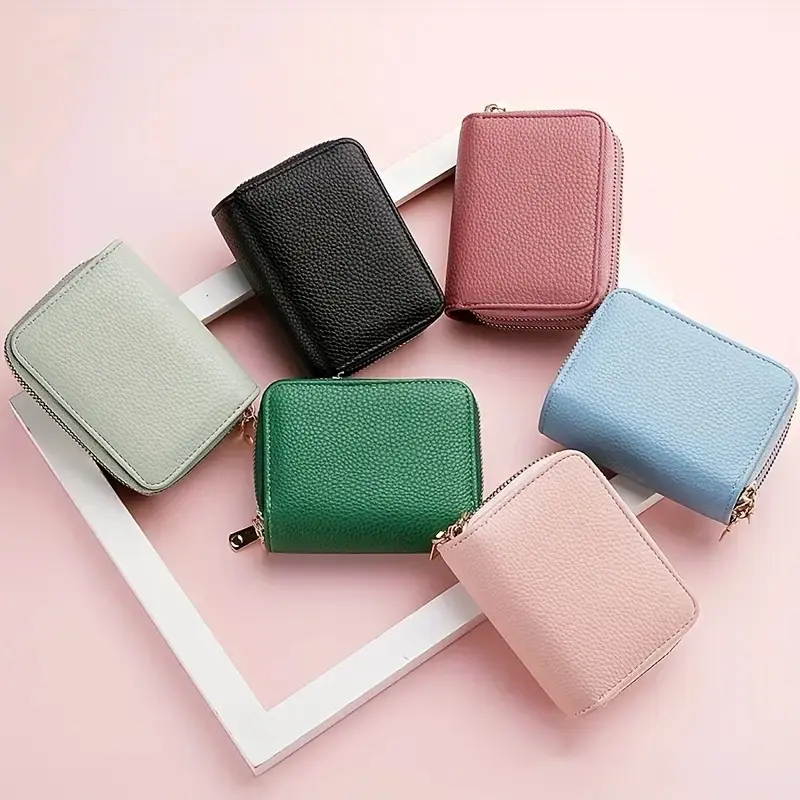 Women's Double Zipper Wallet Fashion Short Credit Card Holder with Large Capacity Coin Purse
