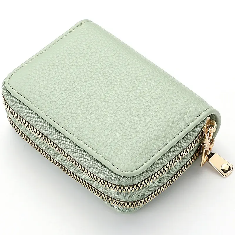 Women Wallet Zipper Short Style Purse Lychee Pattern Solid Color Fashion Large Capacity Multi Card Slot Coin Purse with Zipper