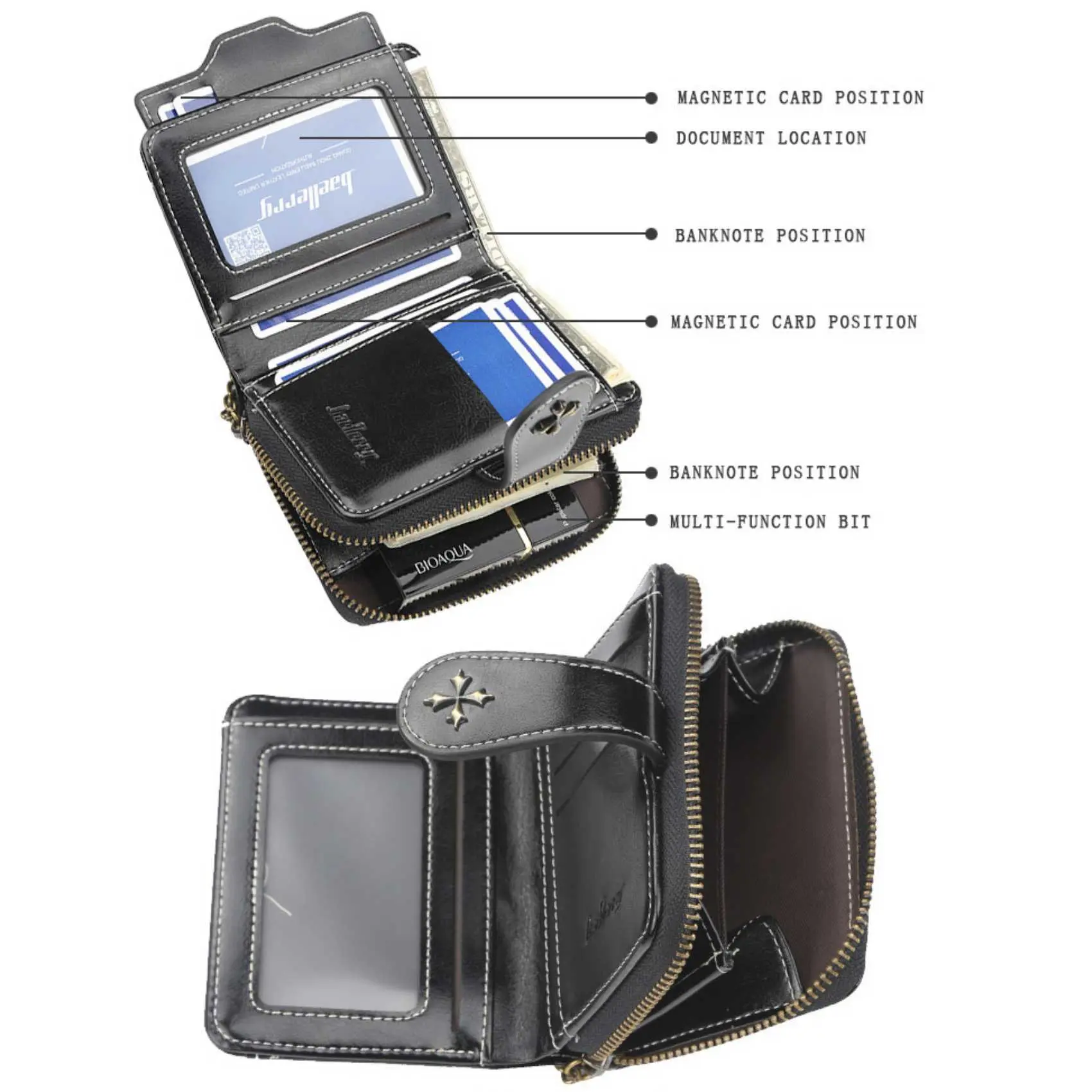Women's Short Oil Wax Leather Coin Purse Fashion Buckle Zipper Wallet Driver's License Card Bag