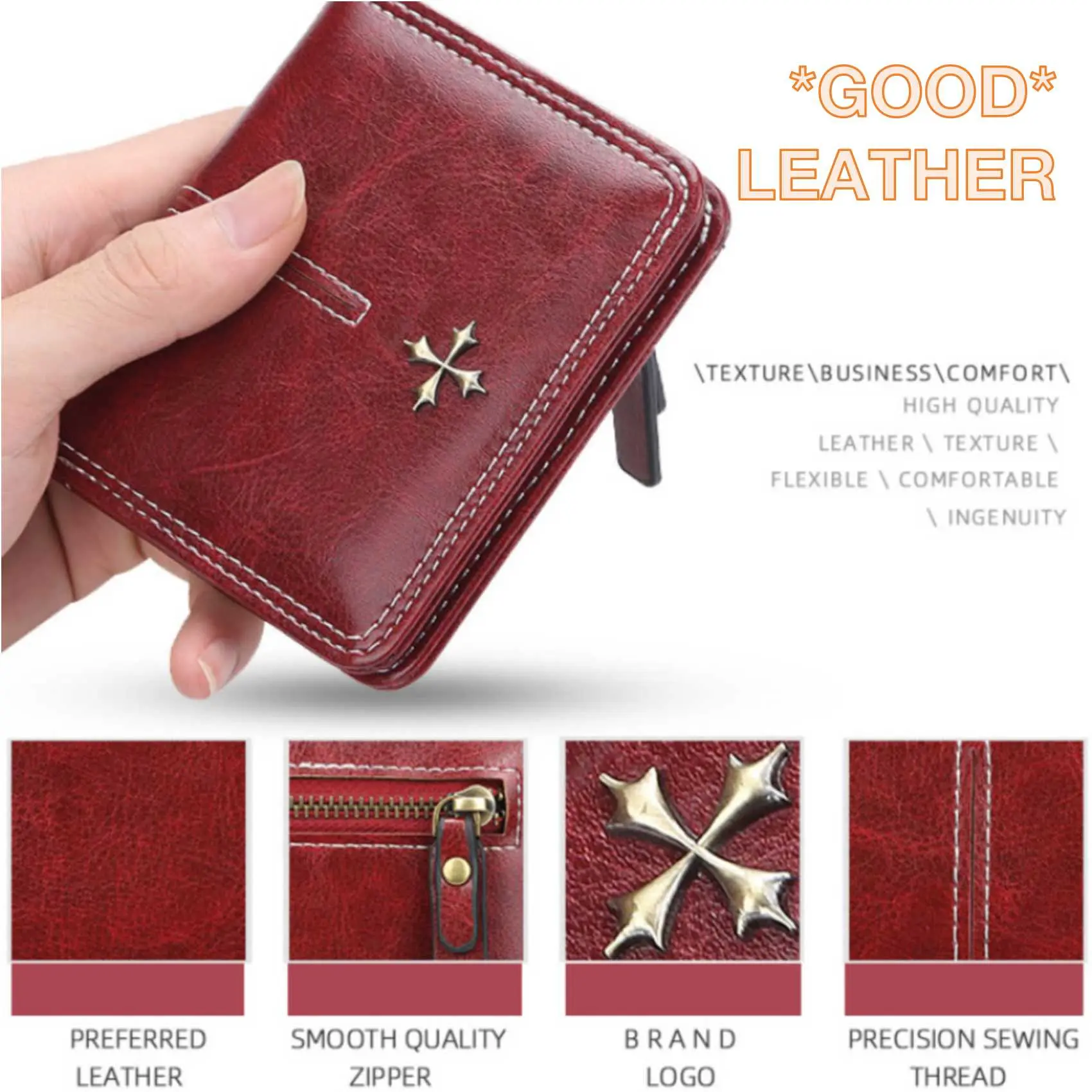 Women's Short Wallet Multi-Card Oil Wax Skin Coin Purse Fashion All-In-One Zipper Card Bag
