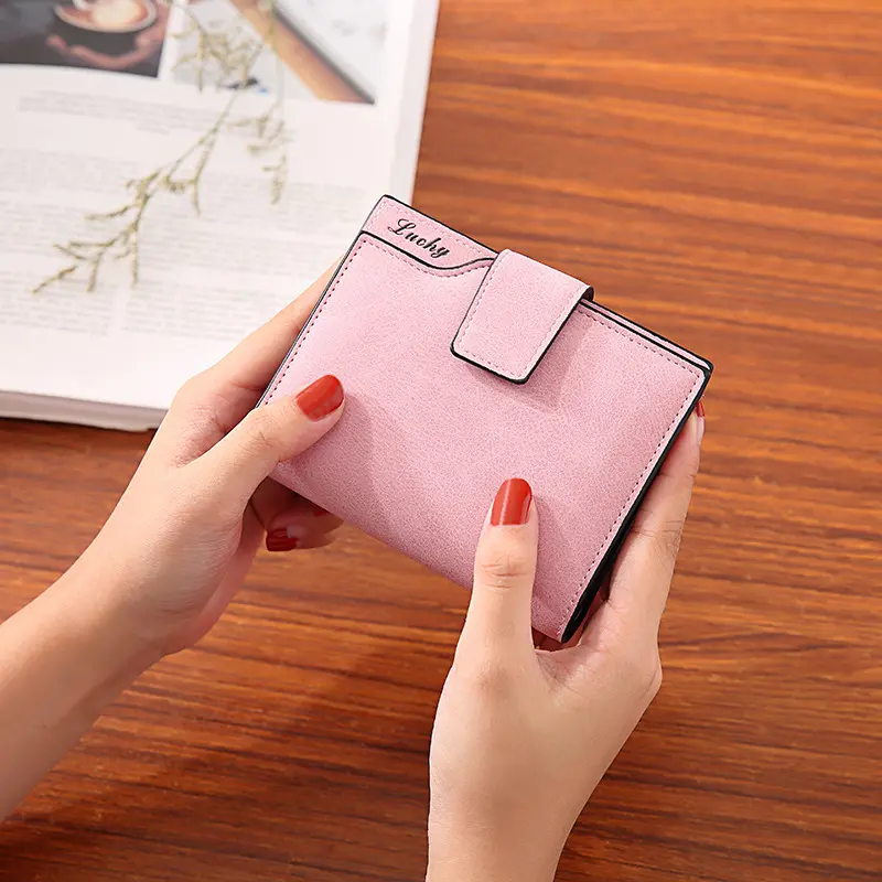 New Women's Wallet PU Leather Short Wallet Made of PU Leather Female Purses Card Holder Foldable Portable Lady Coin Purses
